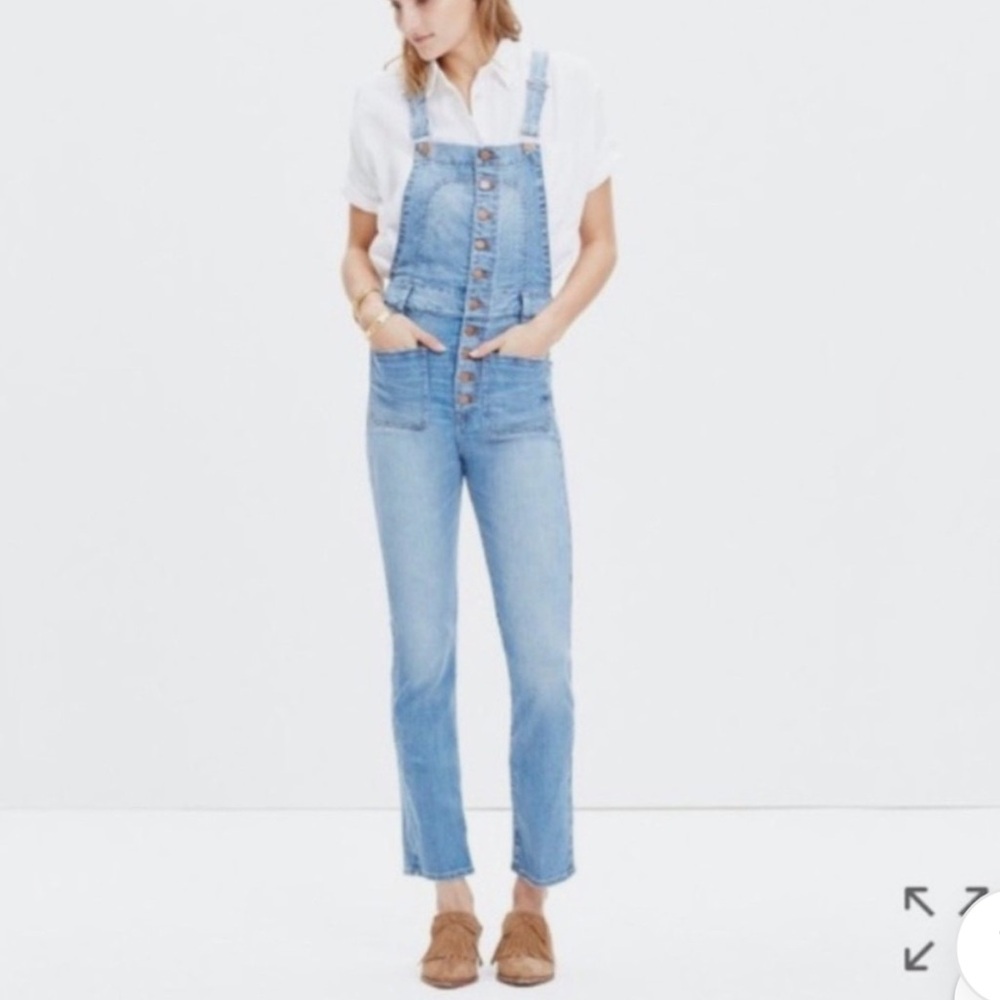 Madewell Light Blue Denim Crop Overalls